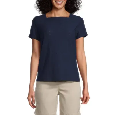 Liz Claiborne Womens Square Neck Short Sleeve T-Shirt