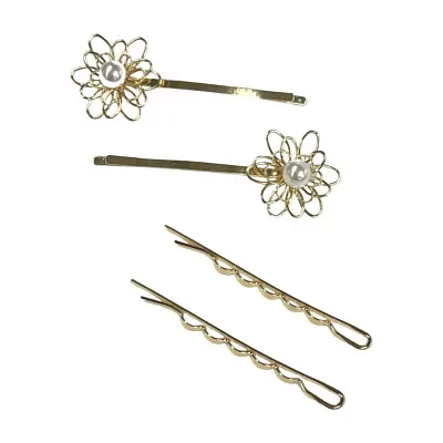 a.n.a Gold Tone 4-pc. White Bobby Pin