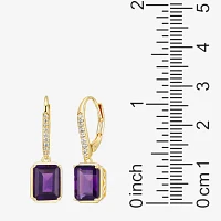 Gemstone 18K Gold Over Silver Drop Earrings