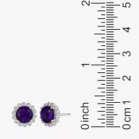 Gemstone Sterling Silver 10.3mm Flower Stud Earrings