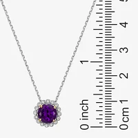 Womens Gemstone Sterling Silver Flower Pendant Necklace