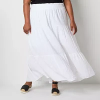 a.n.a Womens Tiered Maxi Skirt - Plus