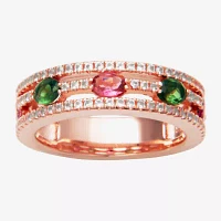 5.5MM Genuine Tourmaline 14K Rose Gold Over Silver Band