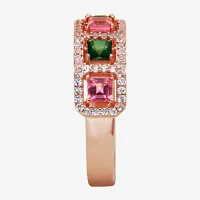 3MM Genuine Tourmaline 14K Rose Gold Over Silver Band