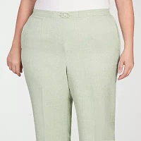 Alfred Dunner-Plus Short English Garden Womens Mid Rise Comfort Waistband Straight Flat Front Pant