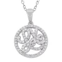 DiamonArt® "Love" Womens 1 1/6 CT. T.W.  White Cubic Zirconia Sterling Silver Round Pendant Necklace