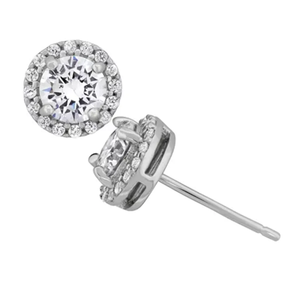 DiamonArt® White Cubic Zirconia Sterling Silver 7.2mm Stud Earrings