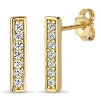 DiamonArt® White Cubic Zirconia 18K Gold Over Silver 13mm Stud Earrings