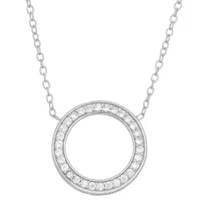 DiamonArt® Womens 1/3 CT. T.W. Lab Created White Cubic Zirconia Sterling Silver Round Pendant Necklace