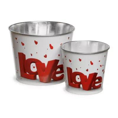 National Tree Co. Assorted Tin Pots 2-pc. Valentines Day Tabletop Decor