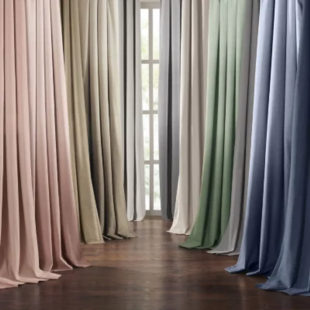 Fieldcrest Devin Flippable Ombre Cotton Chambray Energy Saving 100% Blackout Rod Pocket Single Curtain Panel