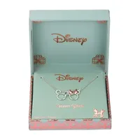 Disney Classics Pure Silver Over Brass 18 Inch Cable Mickey Mouse Minnie Mouse Pendant Necklace