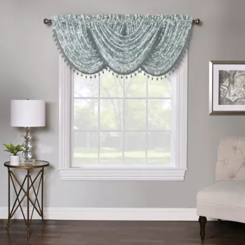 Regal Home Regency Watercolor Floral Rod Pocket Waterfall Valance