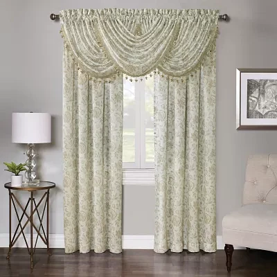 Regal Home Regency Watercolor Floral Light-Filtering Rod Pocket Single Curtain Panel