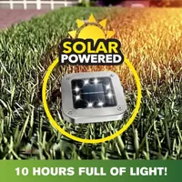 Bell + Howell 8 LED Super Bright Solar Powered Square Disk Light with Auto On/Off Lighting and Waterproof Rust-Free Stainless Tops - 4 Pack