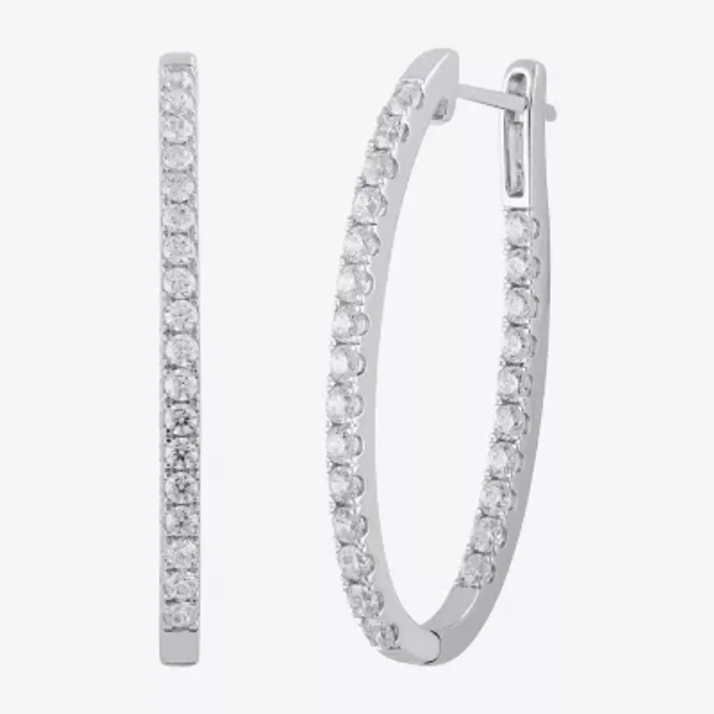 (H-I / I1) 2 CT. T.W. Lab Grown White Diamond 10K or 14K Gold 35mm Hoop Earrings