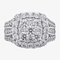 (H-I / I1) Womens 4 CT. T.W. Lab Grown White Diamond 14K Gold Cushion Cluster Cocktail Ring