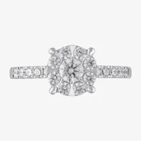 (H-I / I1) Womens 1 CT. T.W. Lab Grown White Diamond 10K Gold Halo Engagement Ring