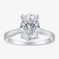 Womens 3 CT. Lab Grown White Diamond 10K Gold Oval Solitaire Engagement Ring