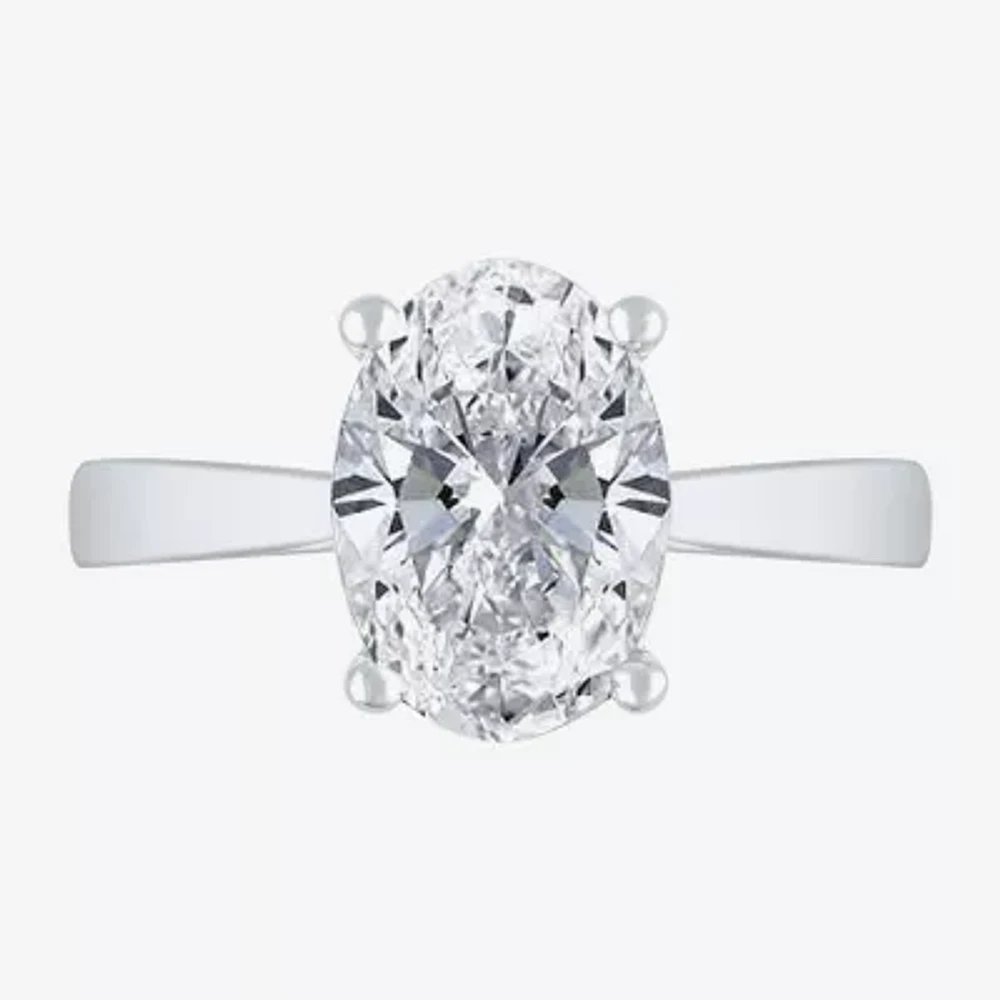 Womens 3 CT. Lab Grown White Diamond 10K Gold Oval Solitaire Engagement Ring