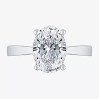 Womens 3 CT. Lab Grown White Diamond 10K Gold Oval Solitaire Engagement Ring