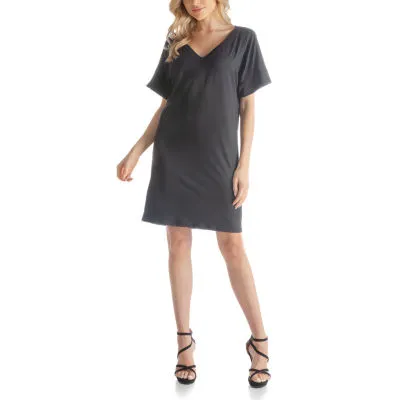 24seven Comfort Apparel Womens Short Sleeve A-Line Dress