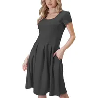 24seven Comfort Apparel Womens Short Sleeve Fit + Flare Dress