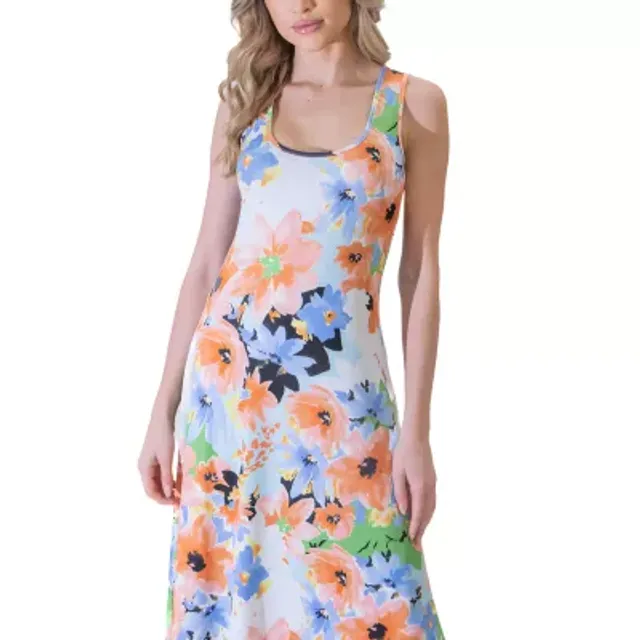 24seven Comfort Apparel Sleeveless Floral Maxi Dress