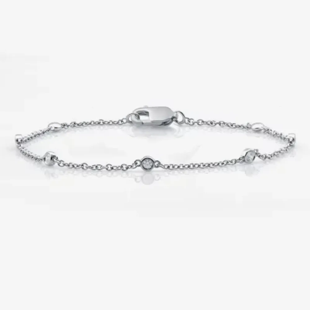 10K White Gold 7 1/2 Inch Solid Link Bracelet