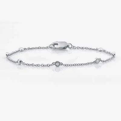 10K White Gold 7 1/2 Inch Solid Link Bracelet
