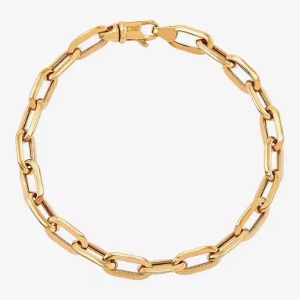 10K Gold 7 3/4 Inch Hollow Paperclip Chain Bracelet