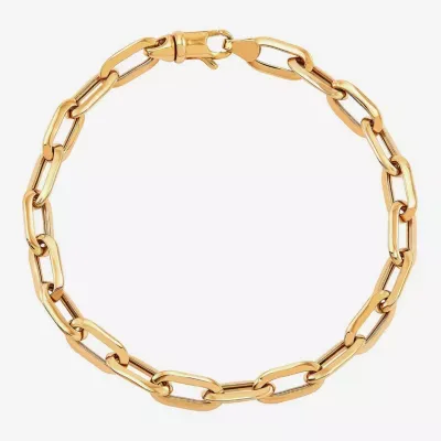 10K Gold 7 3/4 Inch Hollow Paperclip Chain Bracelet