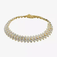 Diamond-Accent 18K Gold Over Brass Chevron Bracelet