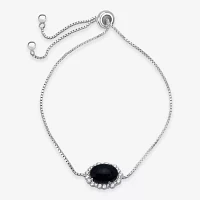 Black Onyx Sterling Silver Round Bolo Bracelet