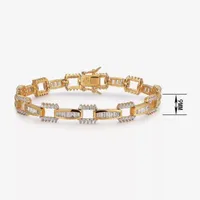 18K Gold Over Silver 7.5 Inch Solid Link Square Link Bracelet