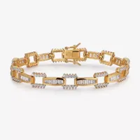 18K Gold Over Silver 7.5 Inch Solid Link Square Link Bracelet