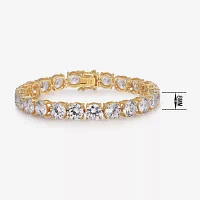 Cubic Zirconia 14K Gold Over Silver Round 7.5-7.75" Tennis Bracelet