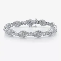 1 CT.T.W. Natural Diamond Sterling SIlver Heart Tennis Bracelet