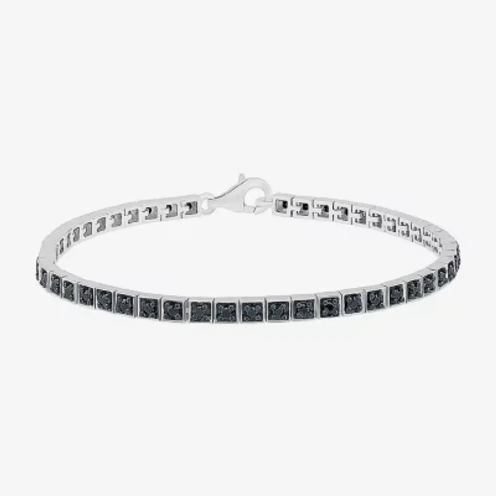 1 CT. T.W. Natural Black Diamond Sterling Silver 7.25 Inch Tennis Bracelet