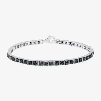 1 CT. T.W. Natural Black Diamond Sterling Silver 7.25 Inch Tennis Bracelet