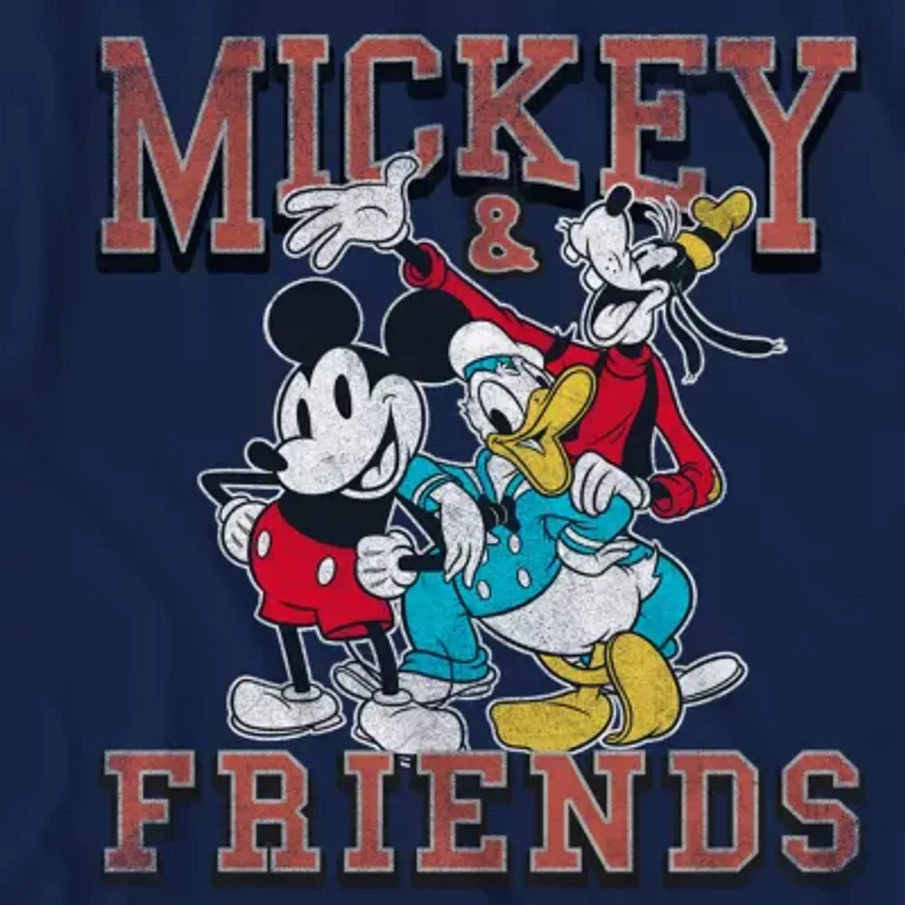 Mens Crew Neck Short Sleeve Regular Fit Mickey and Friends Graphic T-Shirt