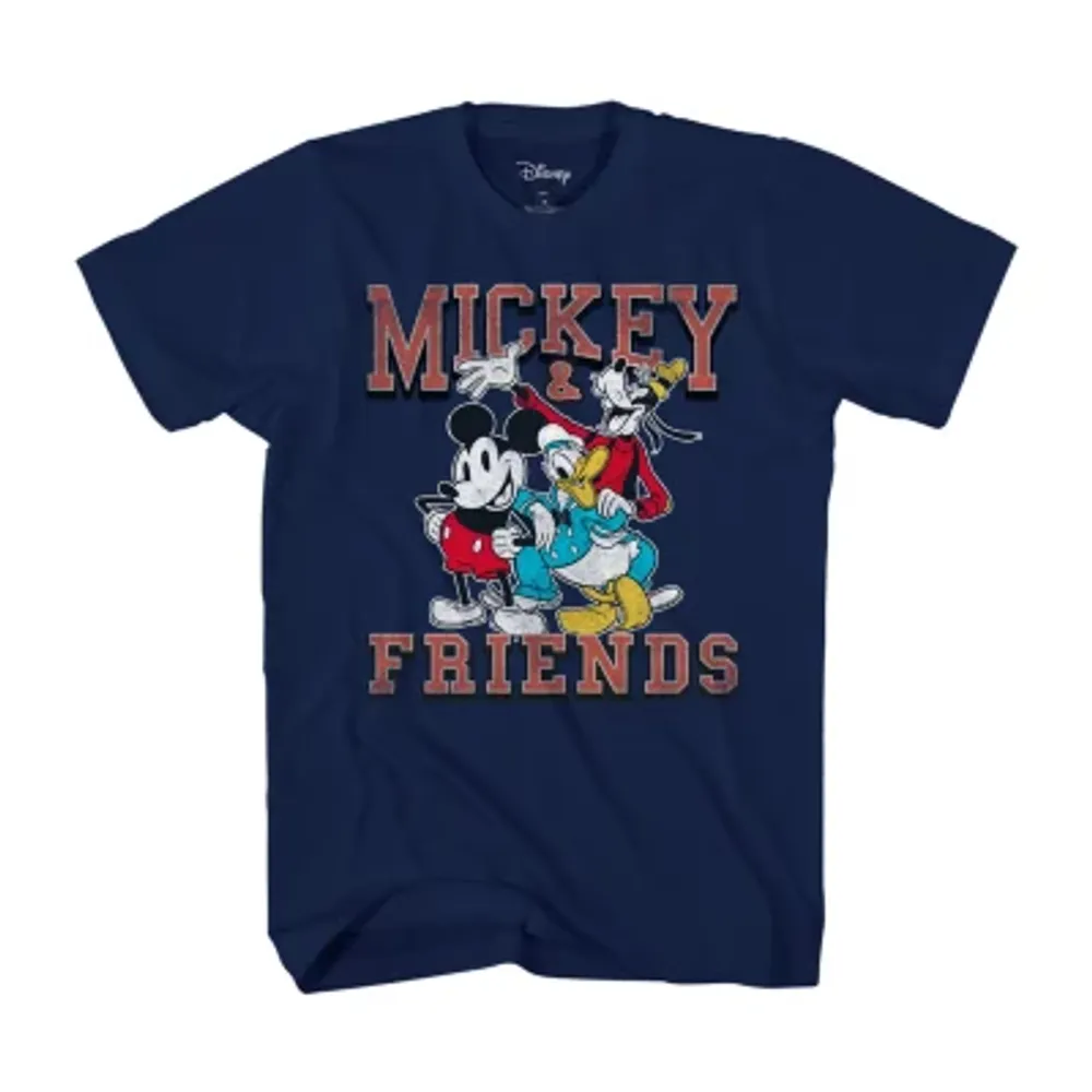 Mens Crew Neck Short Sleeve Regular Fit Mickey and Friends Graphic T-Shirt