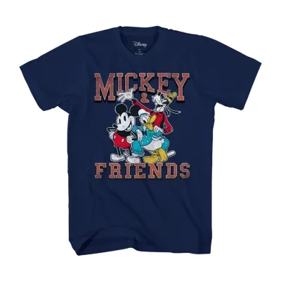 Mens Crew Neck Short Sleeve Regular Fit Mickey and Friends Graphic T-Shirt