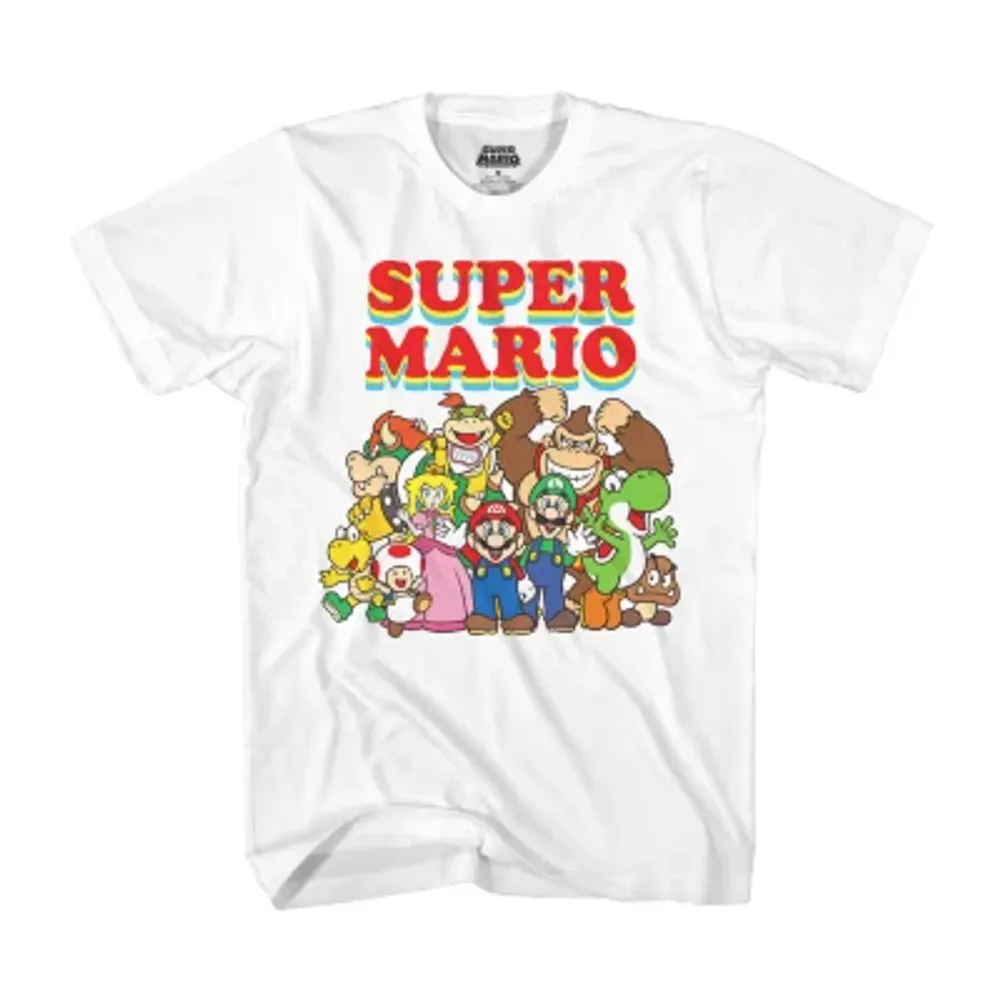 Mens Crew Neck Short Sleeve Regular Fit Super Mario Graphic T-Shirt