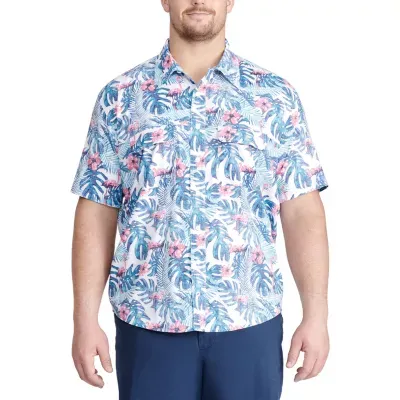 IZOD Saltwater Big and Tall Mens Moisture Wicking Athletic Fit Short Sleeve Button-Down Shirt