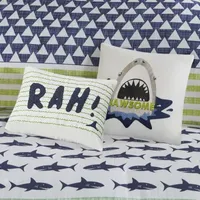 Urban Habitat Kids Aaron 100% Cotton Shark Stripes Comforter Set with Decorative Pillows