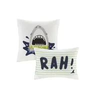 Urban Habitat Kids Aaron Shark Reversible 100% Cotton Quilt Set With Throw Pillows