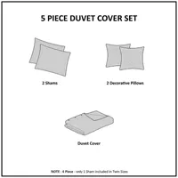 Urban Habitat Kids Aaron Cotton Shark Stripes 100% Duvet Cover Set with Decorative Pillows