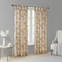 Madison Park Abelia Printed Floral Voile Sheer Tab Top Single Curtain Panel