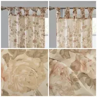 Madison Park Abelia Printed Floral Voile Sheer Tab Top Single Curtain Panel